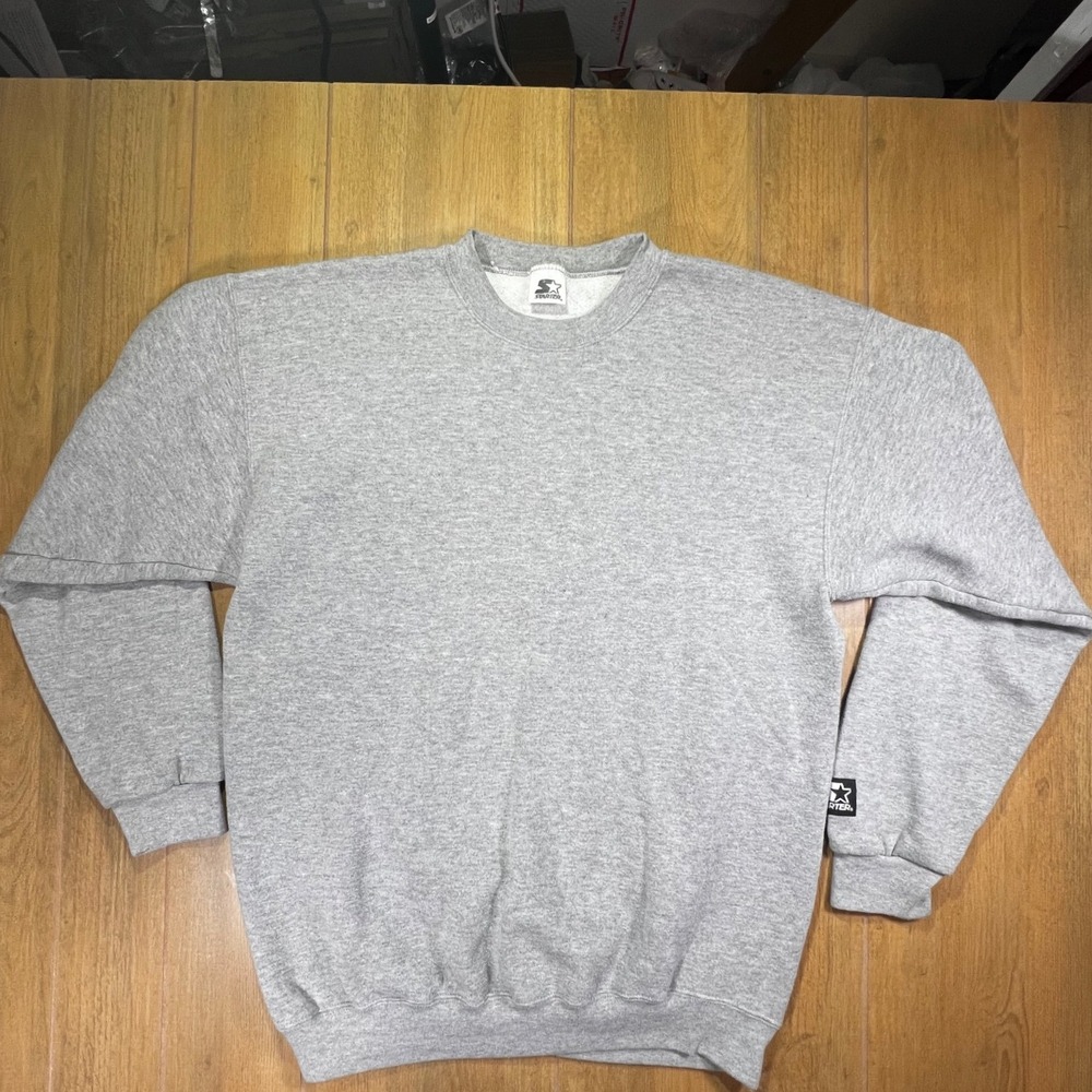 Starter Grey Crewneck Sweatshirt Mens Size Large Logo Patch Casual Comfort